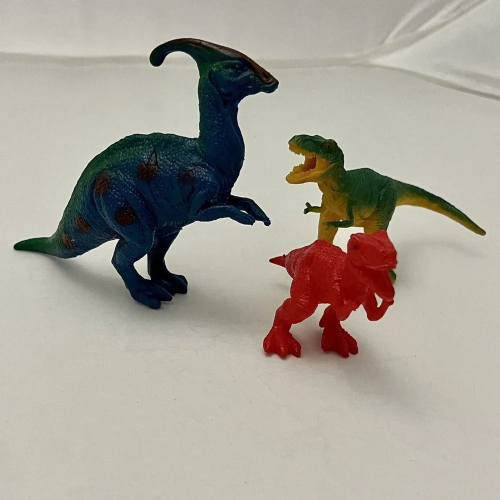 Lot Of 21 Various Plastic Dinosaur Figures Colorful Tyrannosaurus Stegosaurus